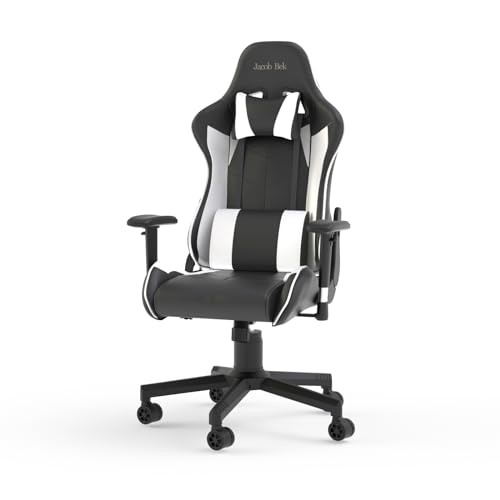 Gaming Silla de Gamer Ergonómica con Espalda Reclinable, Brazos Ajustable, Cuero Sintético, Soporte Lumbar y Respaldo (Gris)