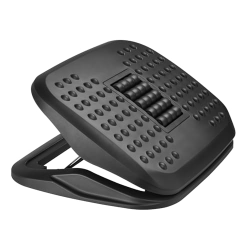 Reposapiés Gaming Ergonómico Ajustable con Rodillos de Masaje, Con Masajeador
