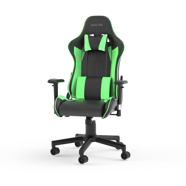 Gaming Silla de Gamer Ergonómica con Espalda Reclinable, Brazos Ajustable, Cuero Sintético, Soporte Lumbar y Respaldo, Videojuego (Verde)