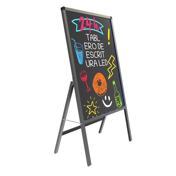 32 X 24", Tablero De Escritura De Mensajes Led Con Marco, Letrero De Menú De Restaurante pizarrón iluminada borrable, con efecto neón, tablero de dibujo con 8 marcadores, Modo Intermitente