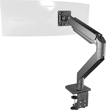 Soporte de escritorio para monitor de mesa con elevación de gas FOH, brazo resistente para monitor de juegos, soporte de pantalla para VESA 75 y 100 mm (negro, grande (capacidad de 25 kg, 17 a 55 pulgadas))