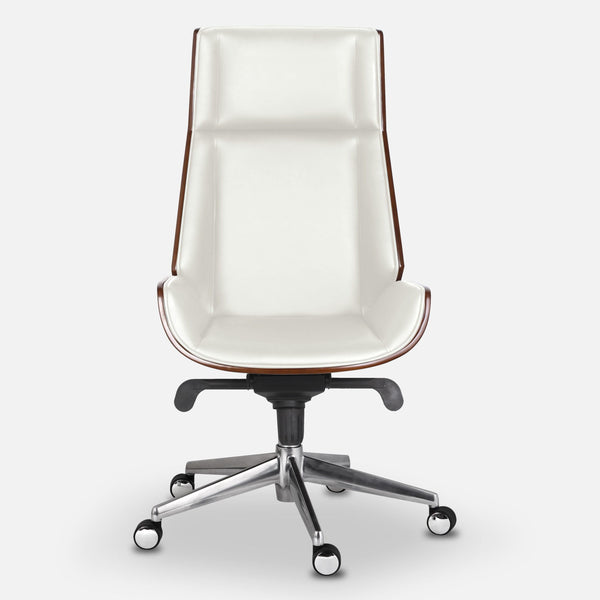 Silla para Oficina Respaldo café y Asiento Negro Silla de Escritorio de Cuero (Blanco)