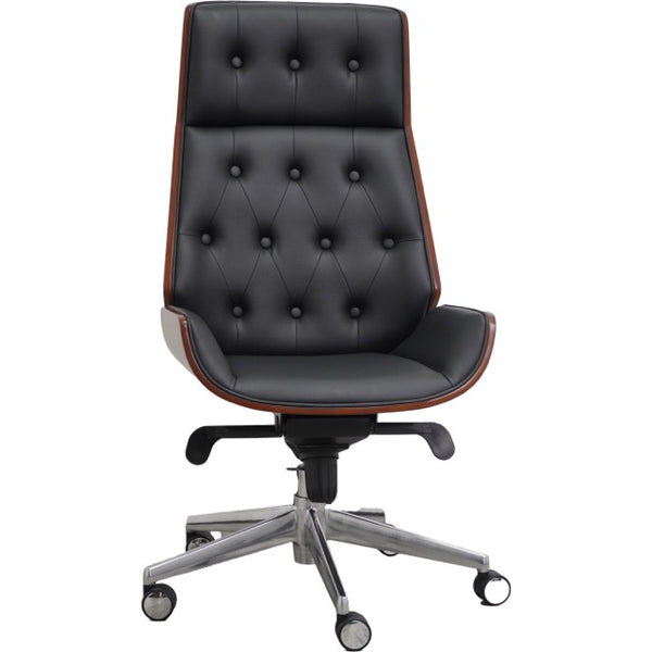 Sillón Chesterfield moderno sin brazos de cuero marrón carbón